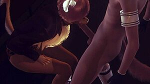 Fox sucks boy's cock then licks his ass in furry yaoi anime action