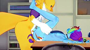Digimon My Little Pony Yaoi - Renamon และ Rainbow Dash หัดถูปากเย็ดฉีดในก้น - Yiff Anime Manga Gay