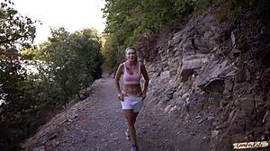 Real Sex Vlog in Forest She Jokes and Swallows Cum!