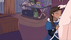 哟，看Korra的邋遢口交在四元素训练器里！