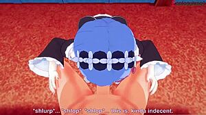 Rem с големи цици прислужница смуче и чука във фантазия POV