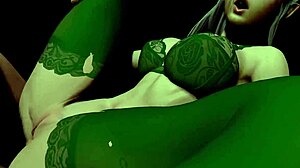 Osupljiva gozdna vilinka z prebadajočimi očmi uživa v POV 3D seksu.