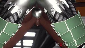 Sci-fi андроид трахает сексуальную эбони на экзопланете