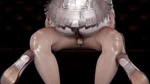 Волшебство серебряного экрана: Королева бала получает кумшот в винтажном 3D. Ретро брюнетка в интеррасиальной сцене поражает!