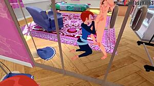 Gwen Tennyson dewasa, kongkek keras di depan cermin dengan POV Ben 10