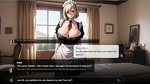 História Erótica: Empregada Loira Sexy com Grandes Peitos Anya em Roleplay de Sexting com IA