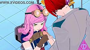 Mei Hatsume és Shoto Todoroki intenzív fujások és kézimunkák a kanos Koikatsu hentai-ben, hatalmas ondózással végződik.