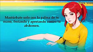 Freche Hentai-Schlampe wichst am Pool ab