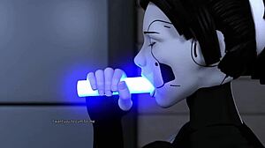 Vollbusiges AI Sex-Roboter-Girl kriegt Facefuck, Creampie und harten Anal in Compilation