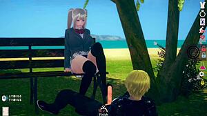 Positiivinen persoonallisuus AI-tyttö pelaa eroottista videota blondi rintava JK-editio todellinen 3DCG eroottinen peli hentai-peli