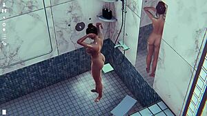 Store patter i bruser: Dampende 3D anime badescene