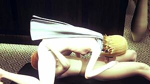 Яой фембой Зельда и Линк в дикой 69 тройке с минетом