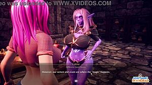 앰버-메이 젖짜임하면서 캐시 야생 3D 액션에서 두들겨맞음