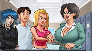 Summertime Saga 98: Gadis Kuliah Blonde Bisa Tangani Aksi Homemade Besar Saya? Wow!