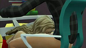 Nevlastná mama blondínka s veľkými prsiami s nerd synom panenským