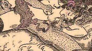 Ilustração erótica vintage com energia sexual bruta