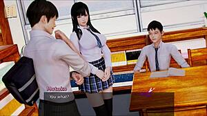 아카데미 177 브루넷이 에로틱 게임 씬에서 큰 가슴 보여줘