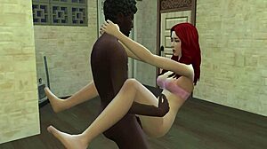 Горячий черный парень трахает милую рыжую в дикой сцене