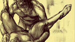 Vintage Erotické Ilustrace s Retro Anime Scénou Svádění