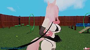 Кошечка обучена хозяином стонать и кончать