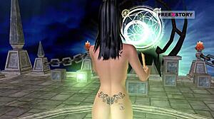 インドの若い美女が3Dカートゥーンで誘惑的にポーズ