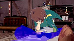 Aku suka yaoi Konosuba, blowjob Kazuma pake cum, oops, panas banget!