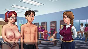 По дяволите, невинната бюсти руса Джудит показва огромни цици в Summertime Saga!