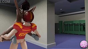 Непослушная чирлидерша жестко скачет на члене звездного квотербека в раздевалке - 3D мульт