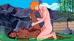 Rukia Kuchiki, Orihime Inoue, Yoruichi Shihouin, Ichigo Kurosaki dalam 3p liar bleach hentai