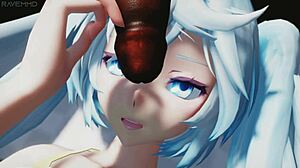 미쿠가 파트 1에서 수영장 옆 자위하며 흠뻑 젖음. 3D 애니메이션 대박!