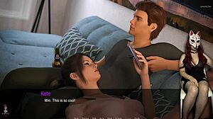 Kate 29 получает кремпай в юбке во время горячей сцены игры. Брюнетка горничная поражает в чулках.