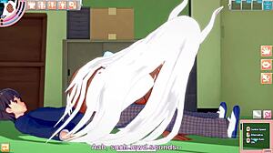 Cítím, jak králík s křivkami dosahuje vrcholu v anime hře.