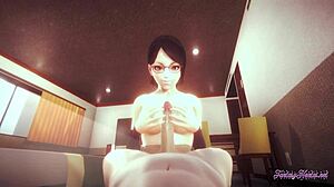 Сарада дава гореща POV свирка в нецензурирана Наруто хентай игра