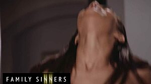 Man, Family Sinners Scarlit Scandal rubs stepdad's cock thru jeans... swallows it all!