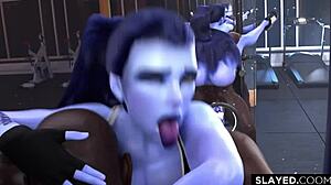 why does this black guy destroy widowmaker's womb without mercy?