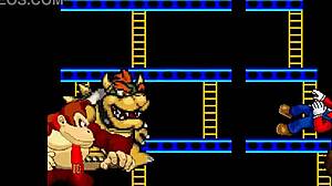 Bowser Koopa a Donkey Kong dominujú Mario v creampie súboji