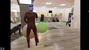 3D Animerad Gym Scen med Analsex och Rövknull