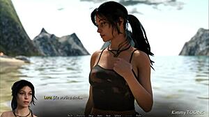 Ого, Лора Крофт трахают огромные монстры на зачарованном острове! 😱