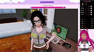 Vtuber LewdNeko utforskar Harem Hotel med slavar, pigor och älvor i BDSM Del 1