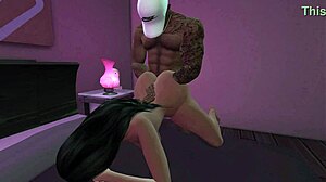 Putinha dáva chutný sex v The Sims 4 s veľkým čiernym kuracem a obrovskou veľkosťou.