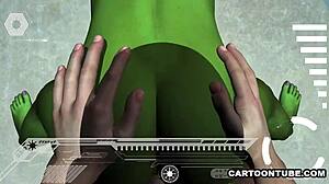 חייזרית 3D מקבלת ציצים וכוס מרוצצים POV