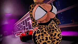 Kiki šeta sa ogromnim krivudavim oppai u seksi 3D anime outfitu