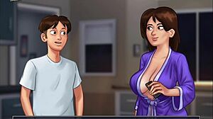 Summertime Saga 4: Tittar på sexiga Jamie duscha i ångande action