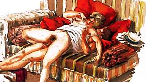 Vintage erotické kresby se smyslnými anime vibracemi