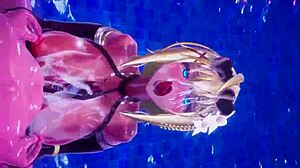 Сцена секса в Konosuba с потрясающими 3D девчонками в бикини в дикой акции