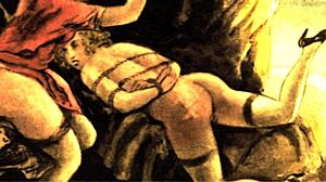 Seni anime erotis vintaj pamerkan animasi retro sensual dalam bingkai menggoda terperinci.