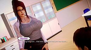 Наративна ваифу академия показва Речел в нуди сцени от порно игра колекция