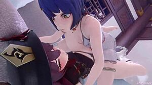 Hu Tao in geiler lesbischer Anime-Action voller Leidenschaft