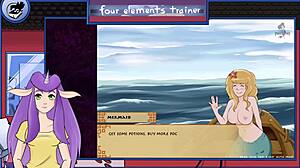 Avatar The Last Airbender Fyra Element Tränare Del 36 visar blondin med stora rakade tuttar