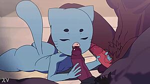 Николь Уоттерсон устраивает дикую фурри группу с глубоким минетом огромных членов